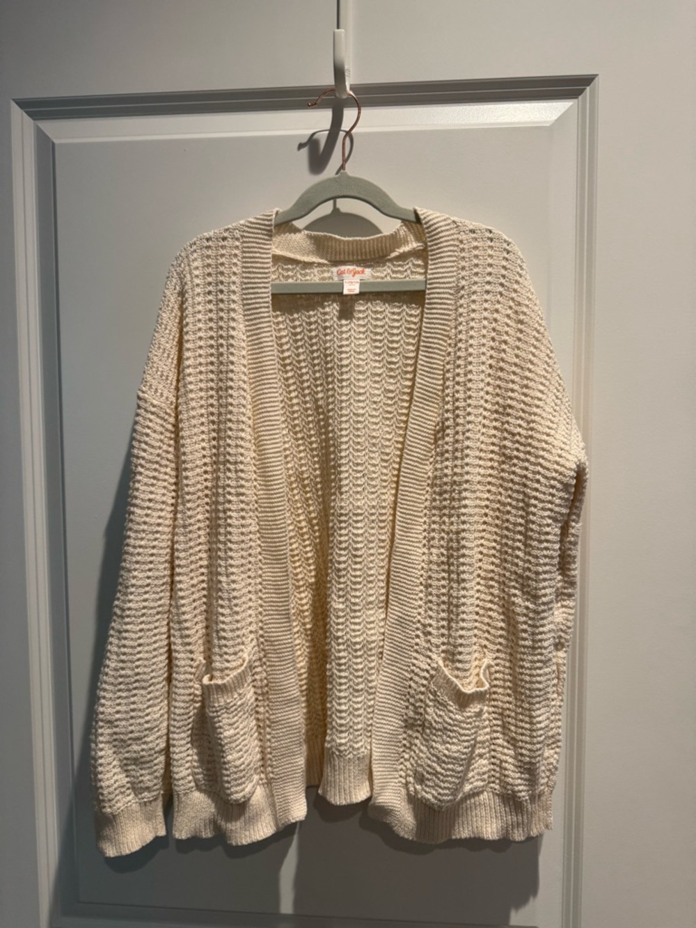 Cat & Jack Cream Open-Front Textured Knit Cardigan